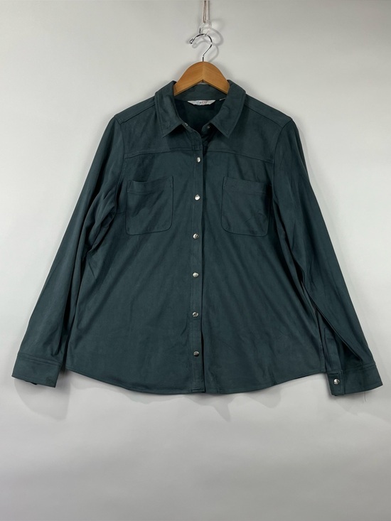 Denim&Co Tops - Denim & Co Faux Suede Shirt Jacket Metal Snaps Pockets Lightweight Shacket L XL
